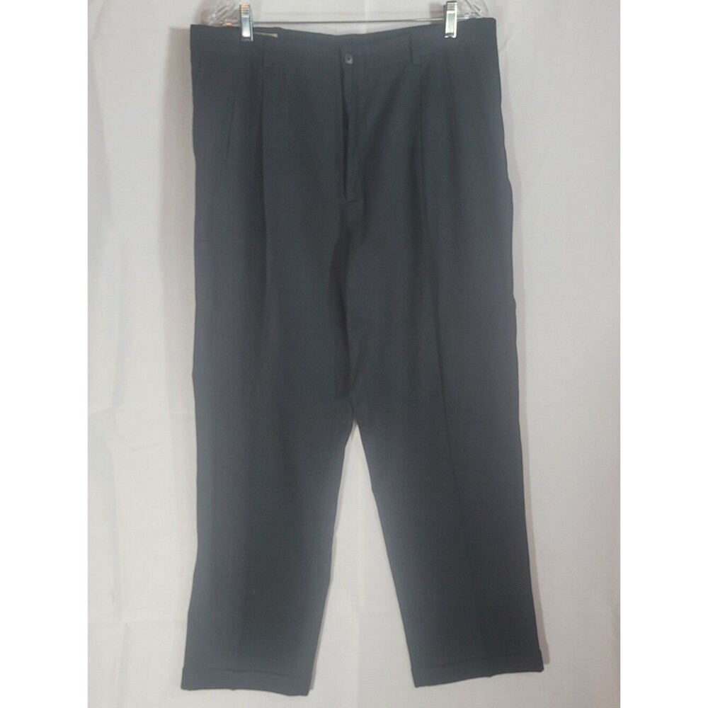 Cherokee Men’s Navy Blue Pleated Front Dress Pants Cuffed Legs Khaki Style 38x32